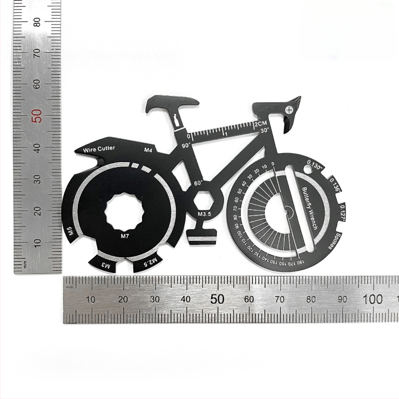 20 az 1-ben kültéri sportkerékpár alakú, határokon átnyúló kreatív ajándék céglogó kulcstartó multifunkciós eszköz