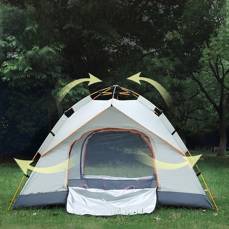 Kokkupandamatu kaasaskantav hõbetatud päikesekaitsekreemiga kahe uksega ventileeritav matkatelk, tuulekindel, kerge, kiiresti avatav telkimiseks