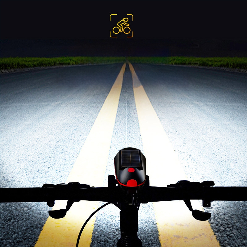 Jalgratta lamp, esitule päikeseenergial töötav sarvlamp, USB-laetav esitule jalgratta taskulamp, päikeseenergial töötav lamp