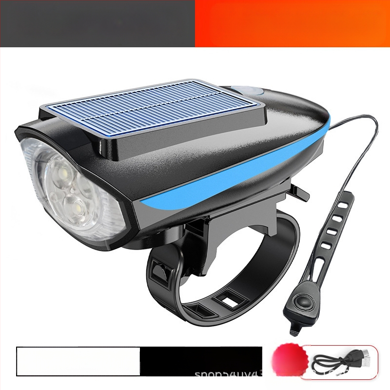 Jalgratta lamp, esitule päikeseenergial töötav sarvlamp, USB-laetav esitule jalgratta taskulamp, päikeseenergial töötav lamp