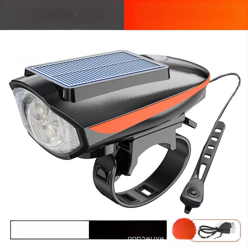 Jalgratta lamp, esitule päikeseenergial töötav sarvlamp, USB-laetav esitule jalgratta taskulamp, päikeseenergial töötav lamp