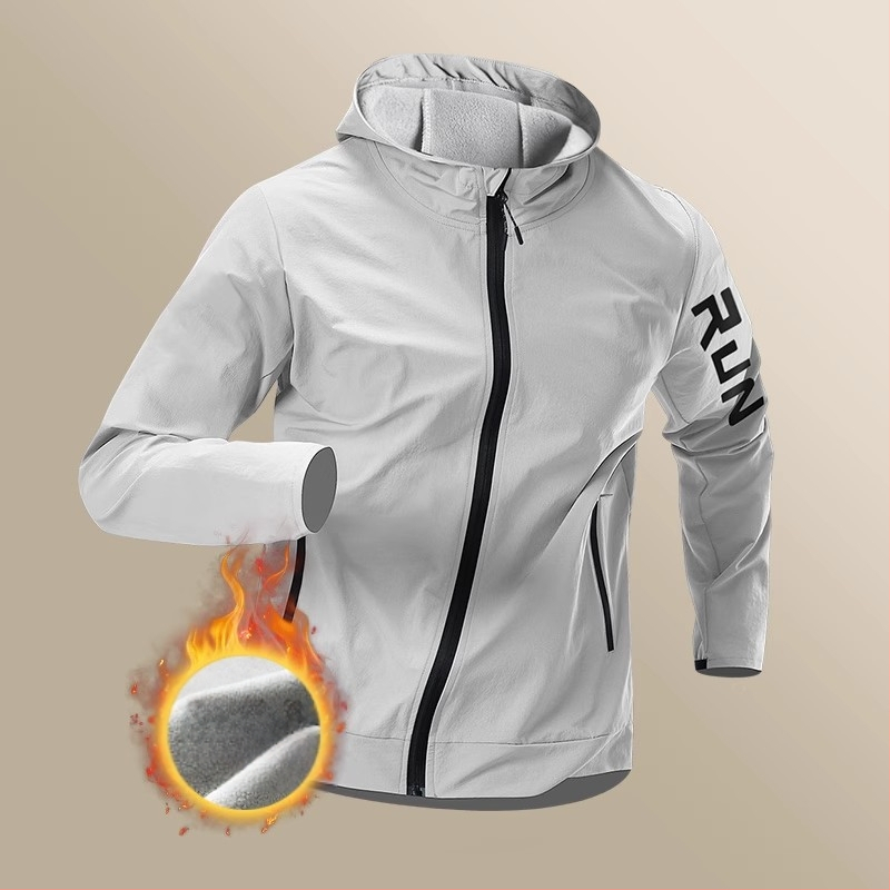 Мъжко яке за бягане, ветроустойчиво, тренировъчно, пролетно и есенно, спортно, водоустойчиво, дъждоустойчиво, бързосъхнещо, за навън, с качулка, колоездене, ежедневно