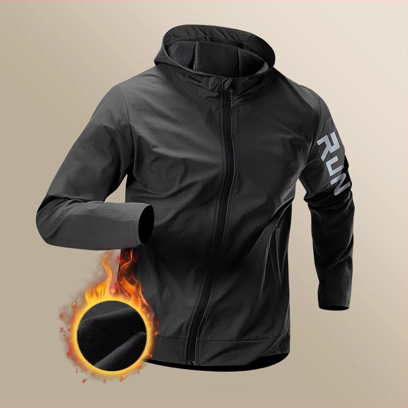 Мъжко яке за бягане, ветроустойчиво, тренировъчно, пролетно и есенно, спортно, водоустойчиво, дъждоустойчиво, бързосъхнещо, за навън, с качулка, колоездене, ежедневно