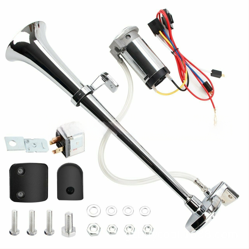 Производител доставя 17-инчов 450 мм 12V автомобилен клаксон с еднотръбна въздушна свирка, модифициран клаксон, супер силен, монтиран в кола