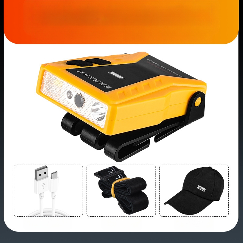 Yinnuo fejlámpa horgászathoz, speciális újratölthető, fejre szerelhető, szuperfényes, mini, ultra könnyű lámpa, kis éjszakai horgászathoz, indukciós sapkás lámpa