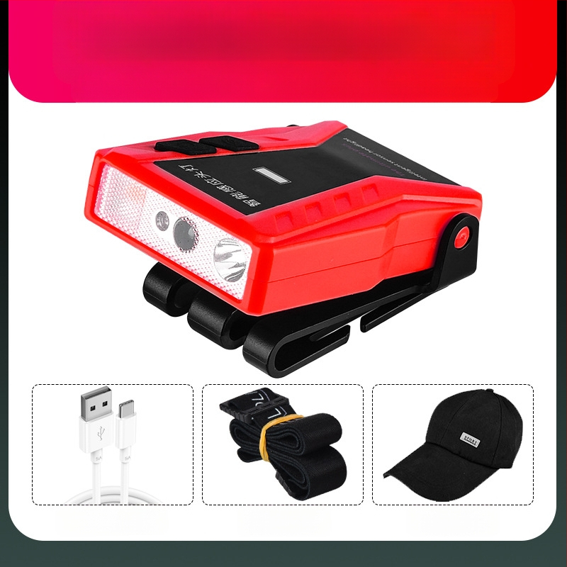 Yinnuo fejlámpa horgászathoz, speciális újratölthető, fejre szerelhető, szuperfényes, mini, ultra könnyű lámpa, kis éjszakai horgászathoz, indukciós sapkás lámpa