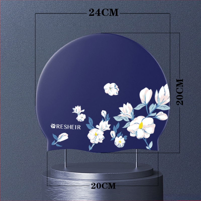 Ujumismüts Naiste silikoonist veekindel, mitteliigne pikkade juustega, suure peaümbermõõduga, moetrükiga, pluss-suuruses täiskasvanutele mõeldud naiste ujumismüts