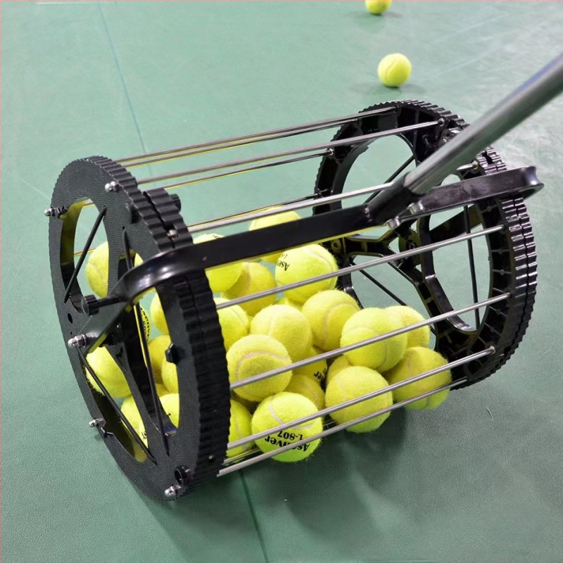 Tennisepallide korjaja trumlitüüpi automaatne pallide korjaja pallide korjaja treeningserveri raam, mida on lihtne korvi peale võtta