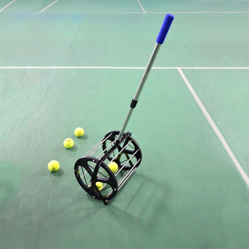 Tennisepallide korjaja trumlitüüpi automaatne pallide korjaja pallide korjaja treeningserveri raam, mida on lihtne korvi peale võtta