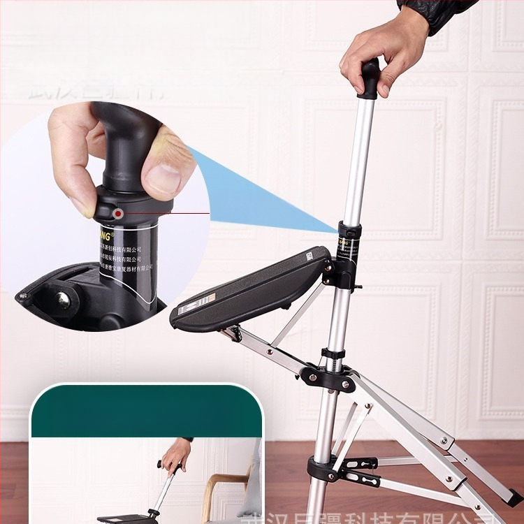 Сгъваем стол с патерица Hemeide с едно щракване, многофункционален неплъзгащ се стол, сгъваем стол с патерица за възрастни хора