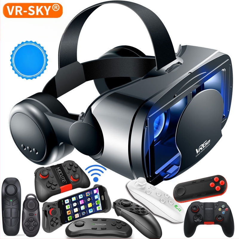 VRGPro VR szemüveg, kék szemvédő, új, nagyméretű fejhallgató, mobiltelefon, virtuális valóság sisak, 3D VR, határokon átnyúló választék