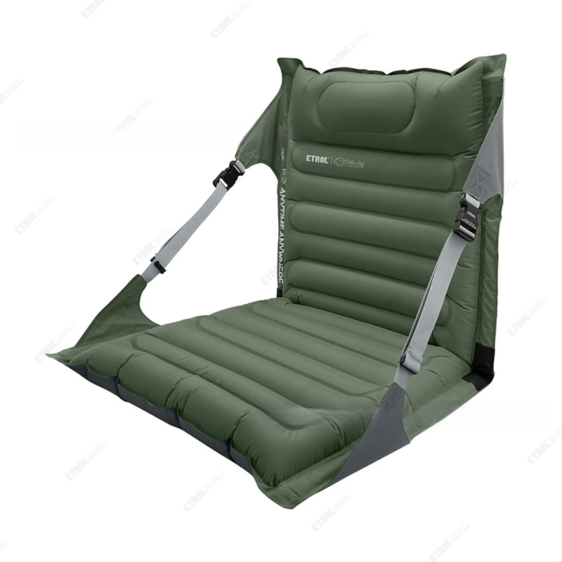 ETROL Надуваем сгъваем стол за къмпинг на открито с надуваема възглавница за облегалка