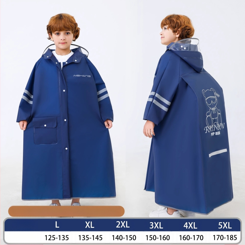 Laste vihmamantel põhikooliõpilastele algkooliõpilastele, meessoost keskkooliõpilastele vanuses 6-18 aastat, täiskeha vihmasadu ennetav spetsiaalne talutav koolikott