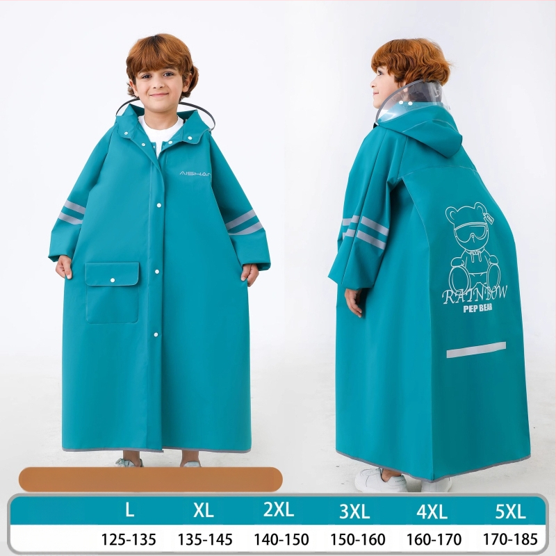 Laste vihmamantel põhikooliõpilastele algkooliõpilastele, meessoost keskkooliõpilastele vanuses 6-18 aastat, täiskeha vihmasadu ennetav spetsiaalne talutav koolikott