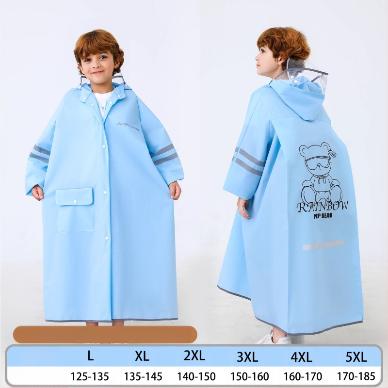 Laste vihmamantel põhikooliõpilastele algkooliõpilastele, meessoost keskkooliõpilastele vanuses 6-18 aastat, täiskeha vihmasadu ennetav spetsiaalne talutav koolikott