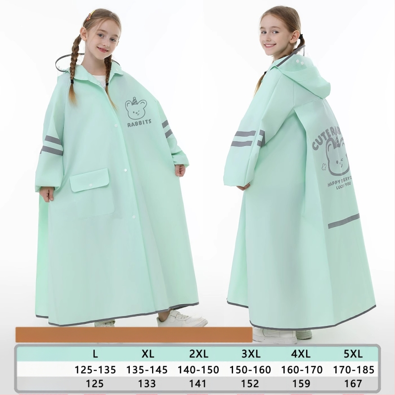 Laste vihmamantel põhikooliõpilastele algkooliõpilastele, meessoost keskkooliõpilastele vanuses 6-18 aastat, täiskeha vihmasadu ennetav spetsiaalne talutav koolikott