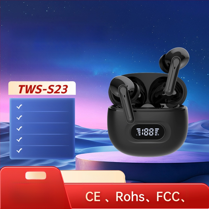 Gyári TWS határokon átnyúló, privát modell S23 vezeték nélküli Bluetooth 5.3 fejhallgató Enc sztereó zajcsökkentő digitális kijelző jó hangminőségű fejhallgató