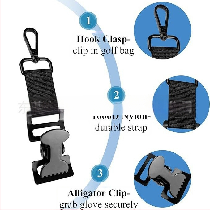 Golfo pirštinių segtukai, pirštinės su pavadėliu, daugiafunkcinės pirštinės su aligatoriaus segtuku, darbo pirštinių segtukas su karabinu