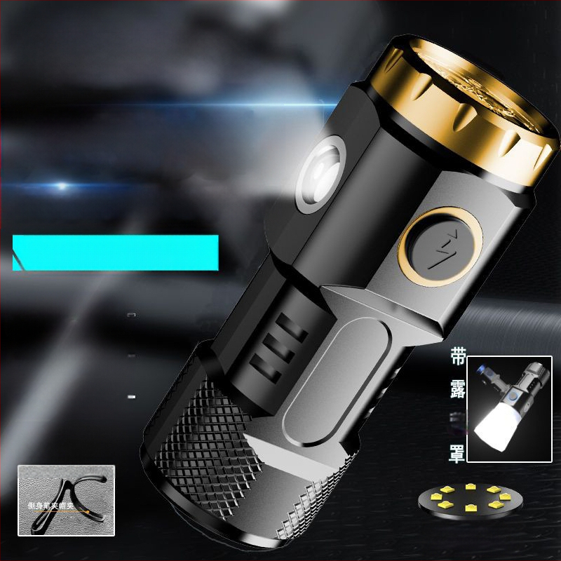 Mini zseblámpa, erős fényű, többfunkciós, hordozható, kültéri, nagy hatótávolságú, újratölthető, hosszú élettartamú, LED-es mágneses szívócsöves, kis csöves