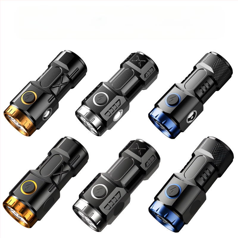 Mini zseblámpa, erős fényű, többfunkciós, hordozható, kültéri, nagy hatótávolságú, újratölthető, hosszú élettartamú, LED-es mágneses szívócsöves, kis csöves