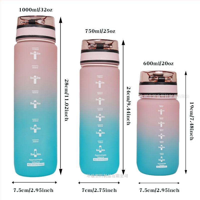 Sportinis vandens puodelis 1 l didelės talpos plastikinis puodelis Nešiojamas kosminis puodelis su svarstyklėmis Lauko fitneso tiesioginio gėrimo puodelis sportinis modelis