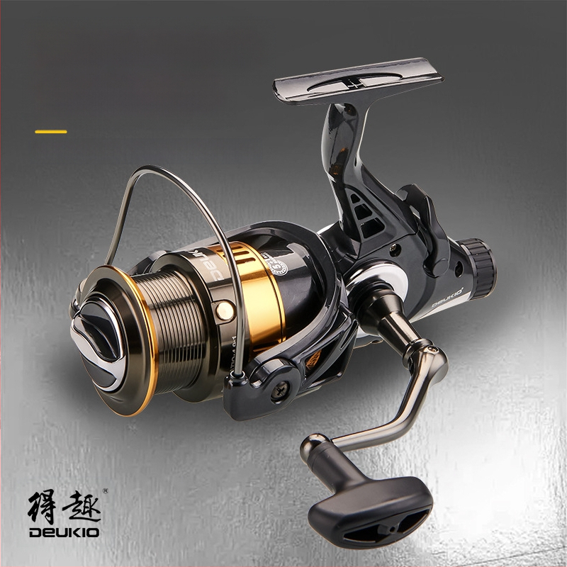 Διασκεδαστικός διπλός περιστρεφόμενος τροχός εκφόρτωσης με πλήρες μεταλλικό σύρμα ψαρέματος, τροχός ψαρέματος με σύρμα εμπρός και πίσω, βιβλιοθήκη τροχών ψαρέματος με δύναμη εκκένωσης φρένων, χονδρική πώληση τροχών ψαρέματος κυπρίνου