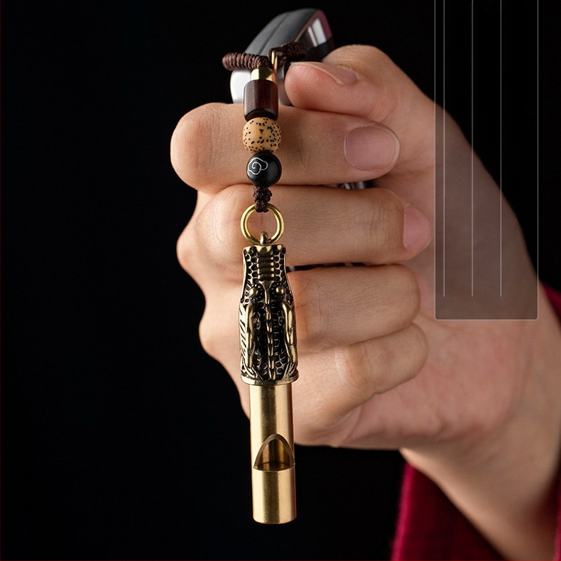 Vintage síp kulcstartó medál autókulcs kínai stílusú kreatív síp hordozható túlélő kis rézáru nagykereskedelem