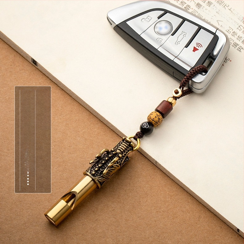 Vintage síp kulcstartó medál autókulcs kínai stílusú kreatív síp hordozható túlélő kis rézáru nagykereskedelem