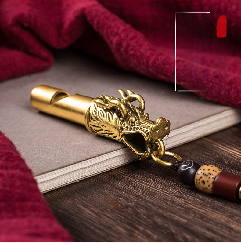 Vintage síp kulcstartó medál autókulcs kínai stílusú kreatív síp hordozható túlélő kis rézáru nagykereskedelem