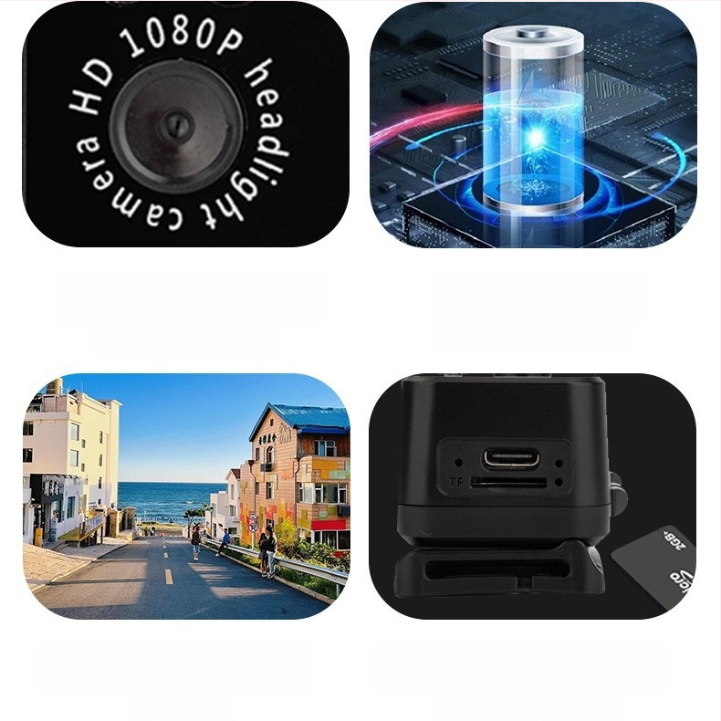 D7 fejre szerelhető világítókamera LED-es fényszóró-ellenőrző felvevő kültéri kerékpáros sportkamera első személyű nézetben