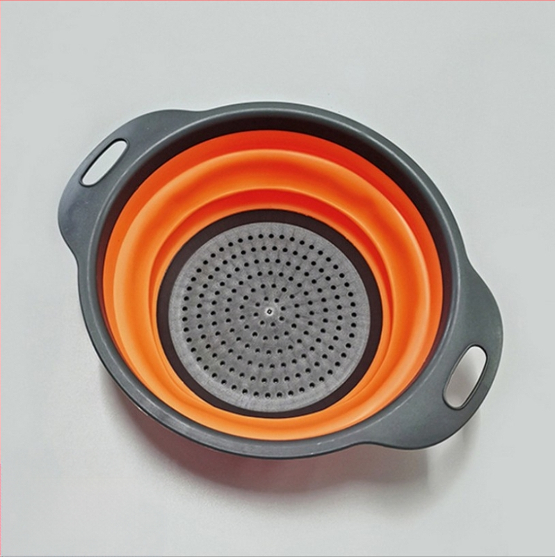 Daugiafunkcinė virtuvės kriauklė, ištraukiama daržovių plovimo dubenėlė, „Amoy“ krepšelis, apvalus, sulankstomas silikoninis kanalizacijos krepšelis