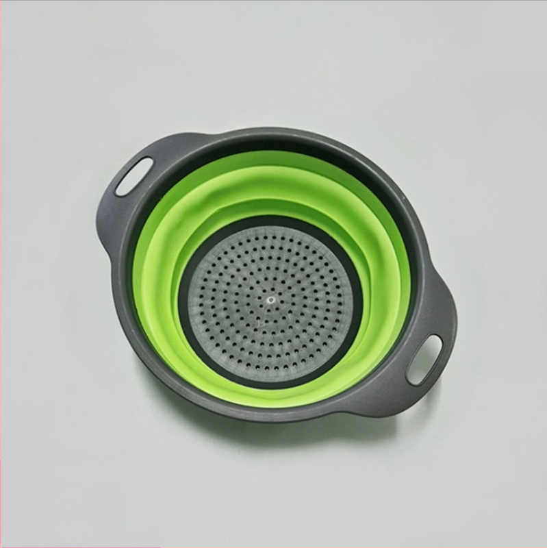 Daugiafunkcinė virtuvės kriauklė, ištraukiama daržovių plovimo dubenėlė, „Amoy“ krepšelis, apvalus, sulankstomas silikoninis kanalizacijos krepšelis