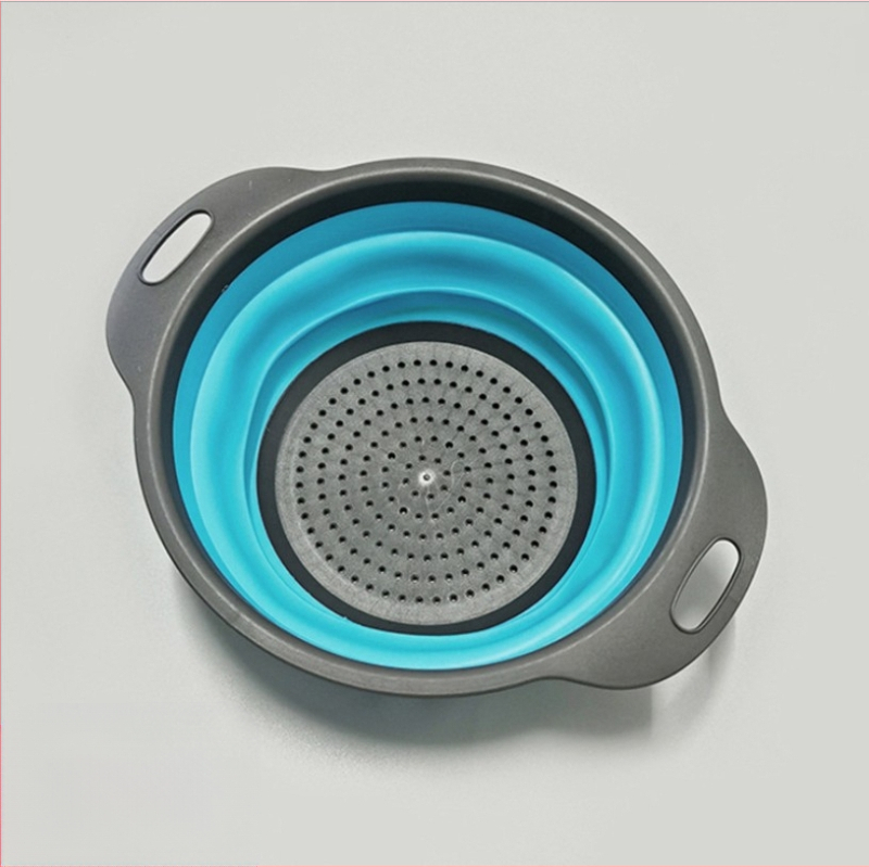 Daugiafunkcinė virtuvės kriauklė, ištraukiama daržovių plovimo dubenėlė, „Amoy“ krepšelis, apvalus, sulankstomas silikoninis kanalizacijos krepšelis