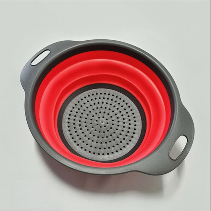 Daugiafunkcinė virtuvės kriauklė, ištraukiama daržovių plovimo dubenėlė, „Amoy“ krepšelis, apvalus, sulankstomas silikoninis kanalizacijos krepšelis