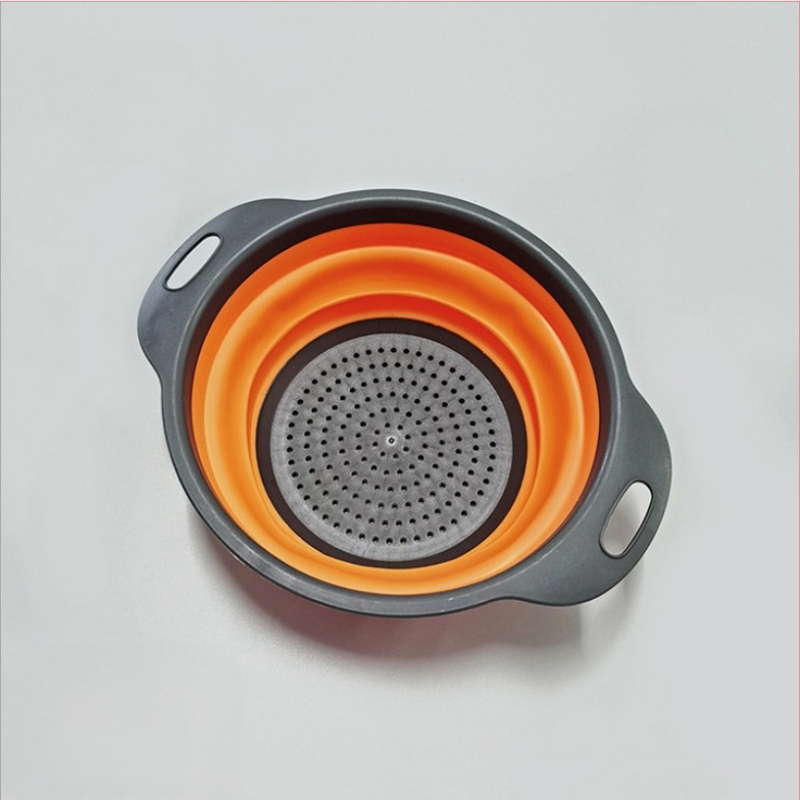 Daugiafunkcinė virtuvės kriauklė, ištraukiama daržovių plovimo dubenėlė, „Amoy“ krepšelis, apvalus, sulankstomas silikoninis kanalizacijos krepšelis