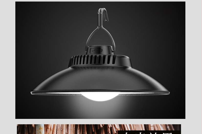 Нова LED къмпинг светлина за палатка с вградена батерия и кука, зареждаща се с TYPEC