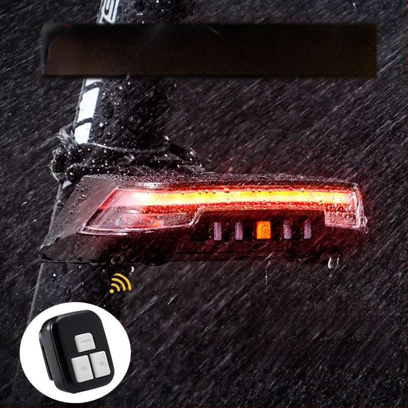 Inteligentné brzdové zadné svetlo na bicykel s bezdrôtovým diaľkovým ovládaním, ovládanie volantu, indukčné nabíjanie cez USB, výstražné svetlo COB na bicykel