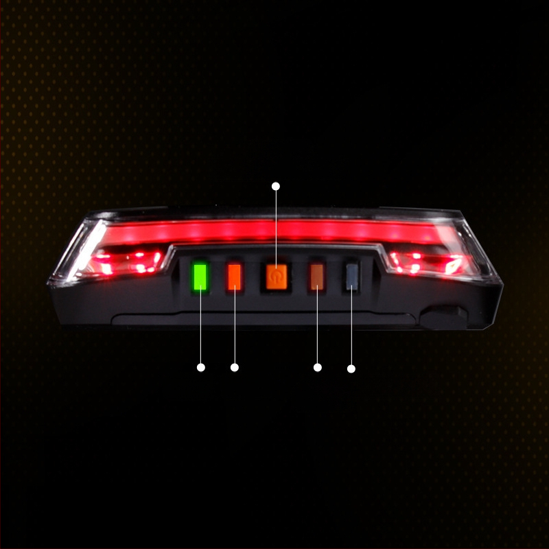 Inteligentné brzdové zadné svetlo na bicykel s bezdrôtovým diaľkovým ovládaním, ovládanie volantu, indukčné nabíjanie cez USB, výstražné svetlo COB na bicykel