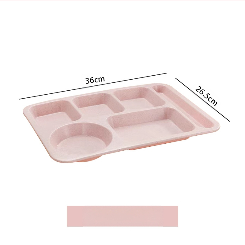 Búzaszalma osztott vacsoratányér 5 db tál pálcikával kanál étkészlet kereskedelmi diákmenza szállodai műanyag gyorséttermi tányér