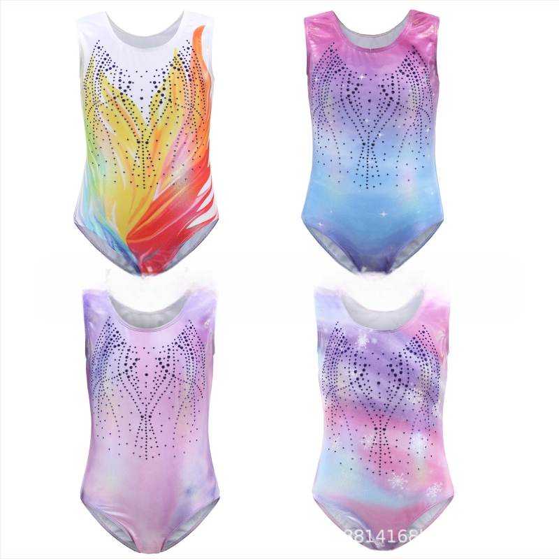 Европейски и американски детски гимнастически дрехи с кристали, бронзиращи гимнастически дрехи, детски танцови дрехи, дрехи за представления, тесни дрехи, детски дрехи за тренировки