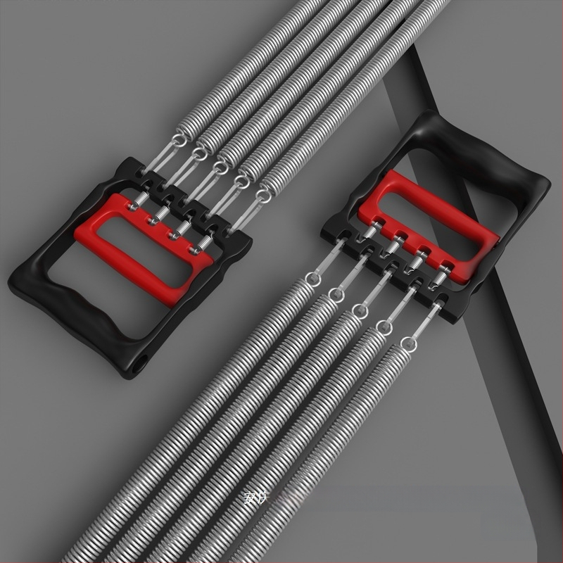 Rindkere laiendav tõmbetugevusega meesvedruga rindkere lihaste treenimine istessetõusu käe jõul õla ja selja venitusharjutus koduste treeningvahenditega