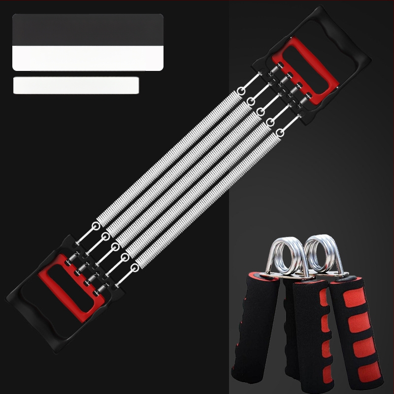 Rindkere laiendav tõmbetugevusega meesvedruga rindkere lihaste treenimine istessetõusu käe jõul õla ja selja venitusharjutus koduste treeningvahenditega