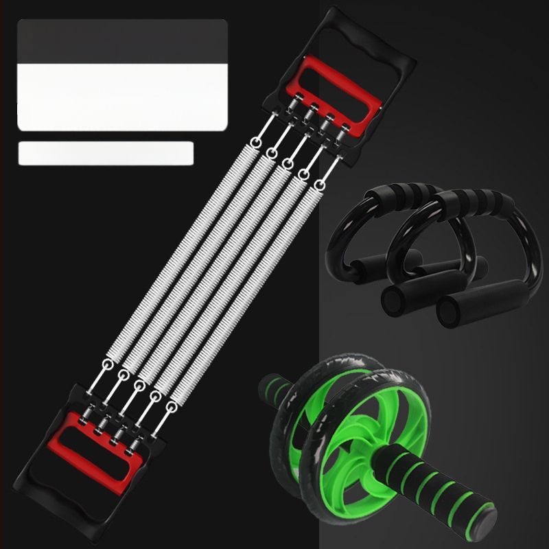 Rindkere laiendav tõmbetugevusega meesvedruga rindkere lihaste treenimine istessetõusu käe jõul õla ja selja venitusharjutus koduste treeningvahenditega