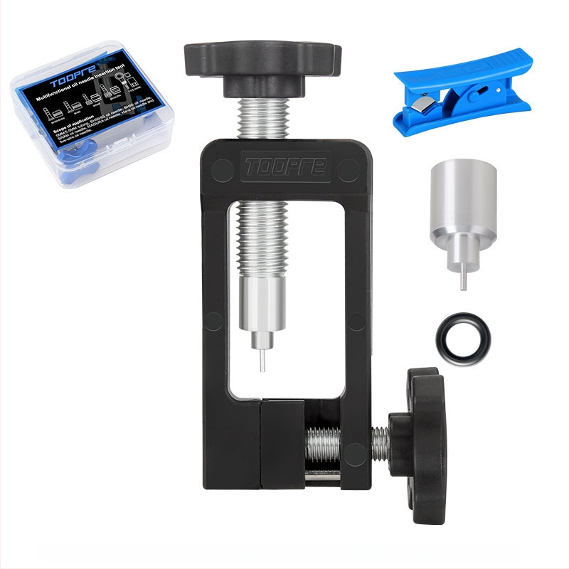 TOOPRE kerékpárolaj fékolaj tű beszerelő szerszám olajcső behelyező csővágó olajbogyó fej nyomó töltő