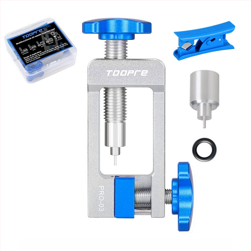TOOPRE kerékpárolaj fékolaj tű beszerelő szerszám olajcső behelyező csővágó olajbogyó fej nyomó töltő
