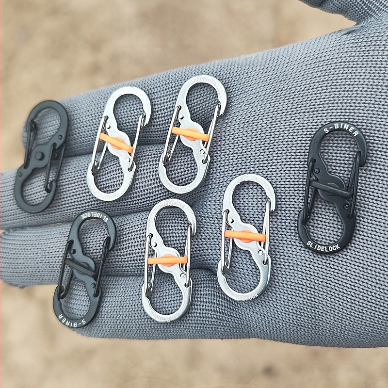 Неръждаема стомана 8-образна катарама за външен монтаж с кука за заключване S-образна катарама за планинарство бързо окачване на ключодържател за раница предпазна катарама метална скално катерене