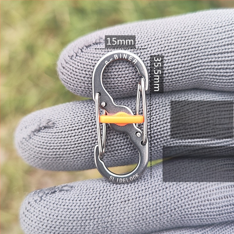 Неръждаема стомана 8-образна катарама за външен монтаж с кука за заключване S-образна катарама за планинарство бързо окачване на ключодържател за раница предпазна катарама метална скално катерене