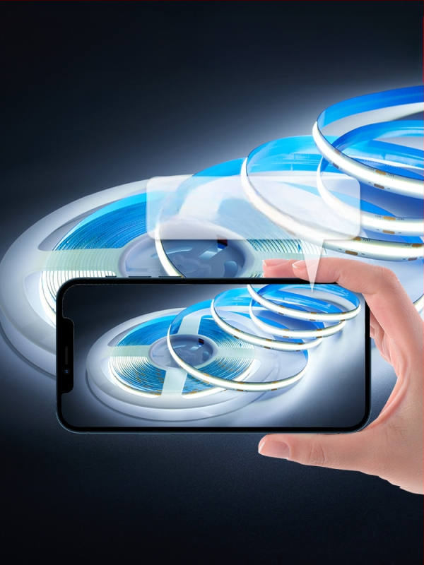 LED populiari didelio ryškumo COB minkštos šviesos juostelė + adapterių rinkinys su lipnia atrama, skirta kirpti šiltą šviesą, neutralią šviesą, šaltą baltą spalvą