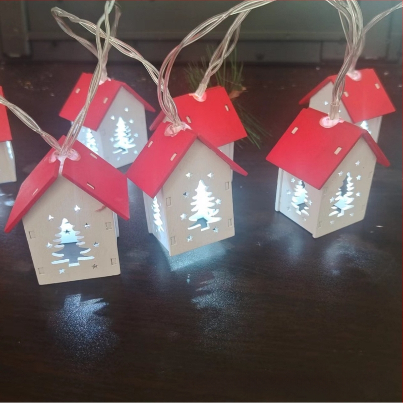 Valentino dienos Kalėdų šventė medinis mažas namelis LED šviesų girlianda viešbučio kambario miegamojo šviečianti atmosfera dekoratyvinės lemputės