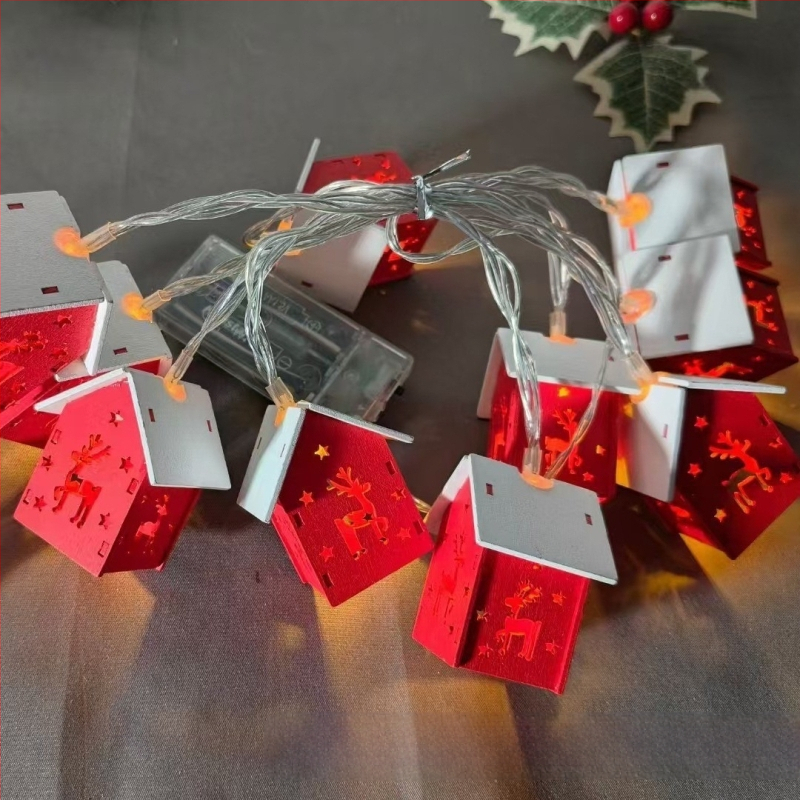 Valentino dienos Kalėdų šventė medinis mažas namelis LED šviesų girlianda viešbučio kambario miegamojo šviečianti atmosfera dekoratyvinės lemputės